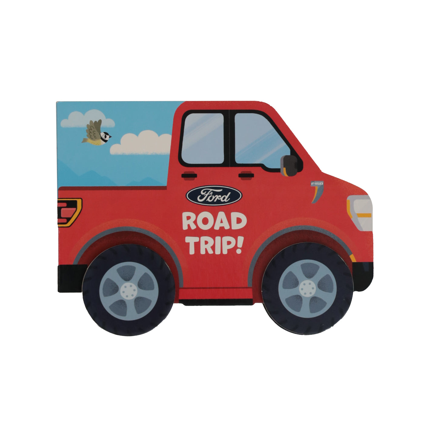 A hardcover book designed like a red Ford road trip truck with 'ROAD TRIP!' written on the side.